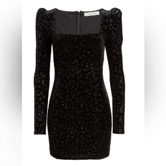 Nordstrom Black Glitter Long Sleeve Dress - Picture 1 of 13